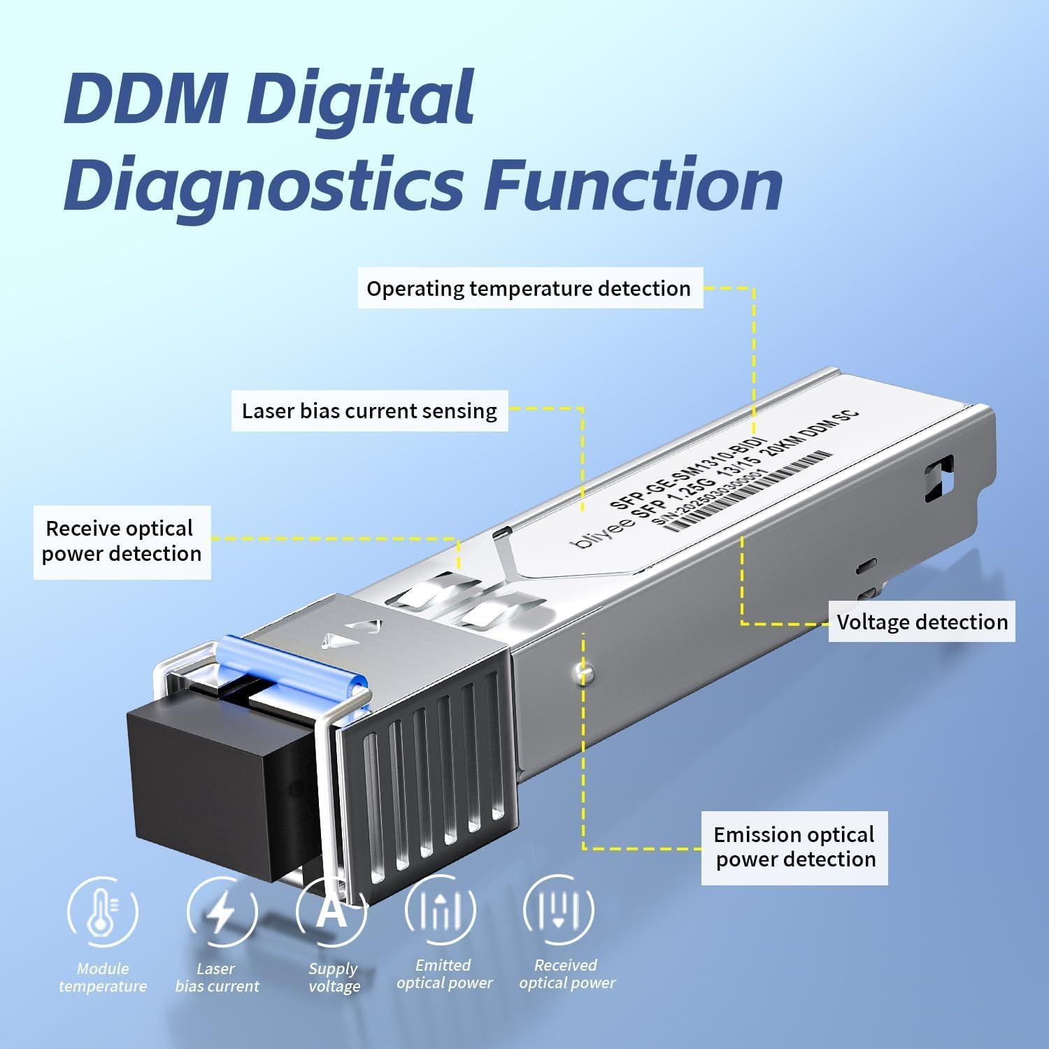 Módulo Transceptor SFP BLIYEE SC Simplex 1.25G 20KM Monomodo