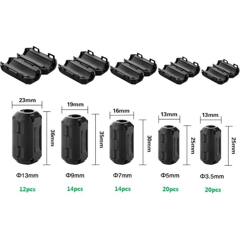 80 Clips de Ferrita Supresores de Ruido RFI EMI Mateda