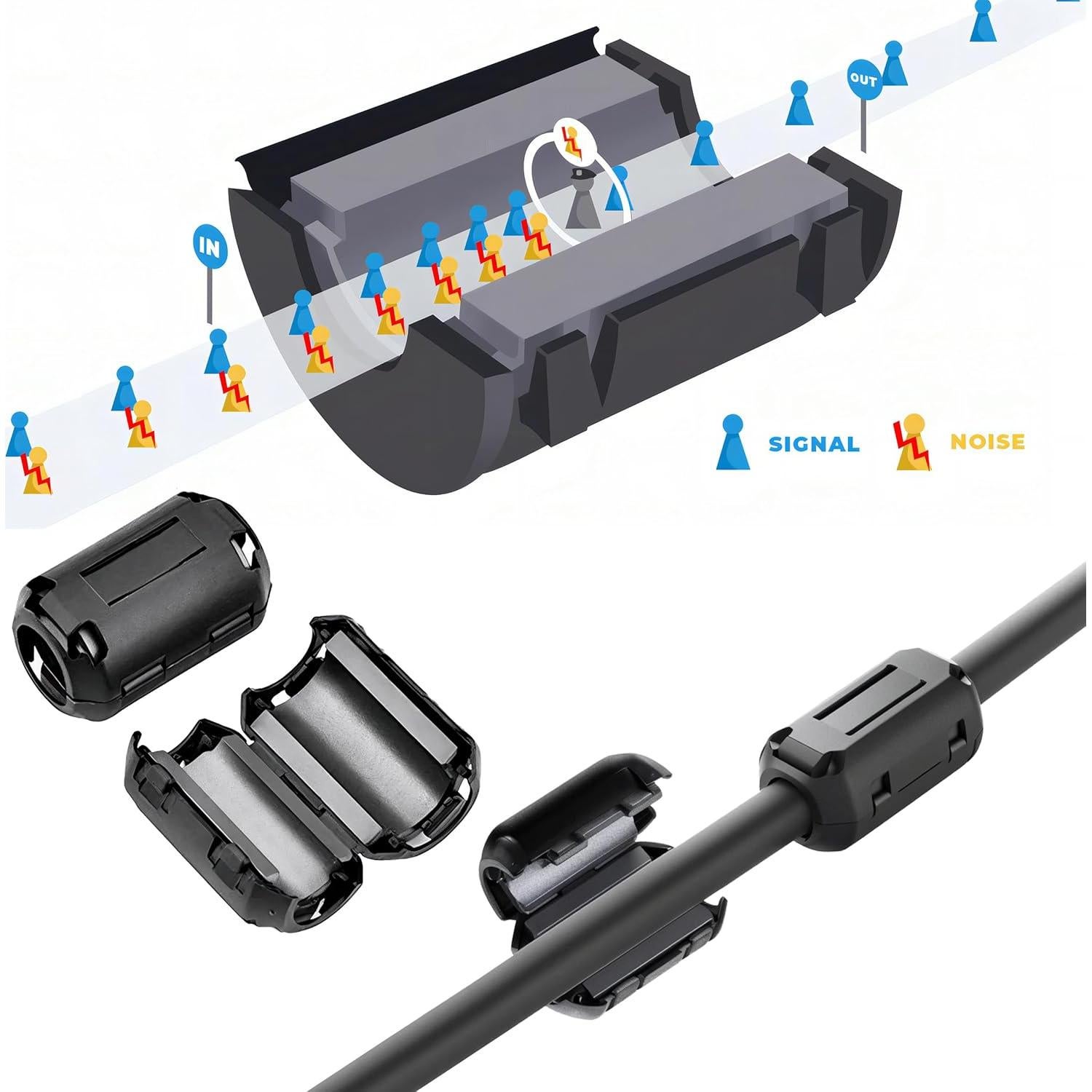 10 Piezas Núcleo de Ferrita RONDURE 13mm Filtro EMI RFI