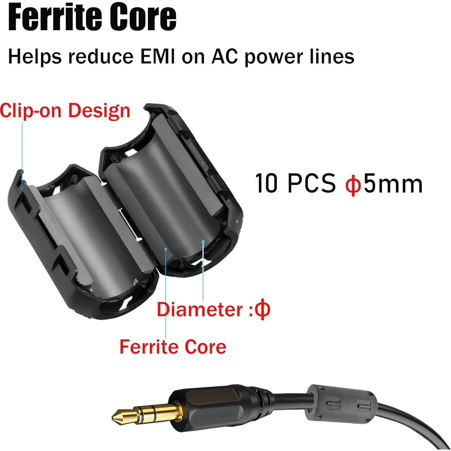 10 Piezas Núcleo de Ferrita RONDURE 13mm Filtro EMI RFI