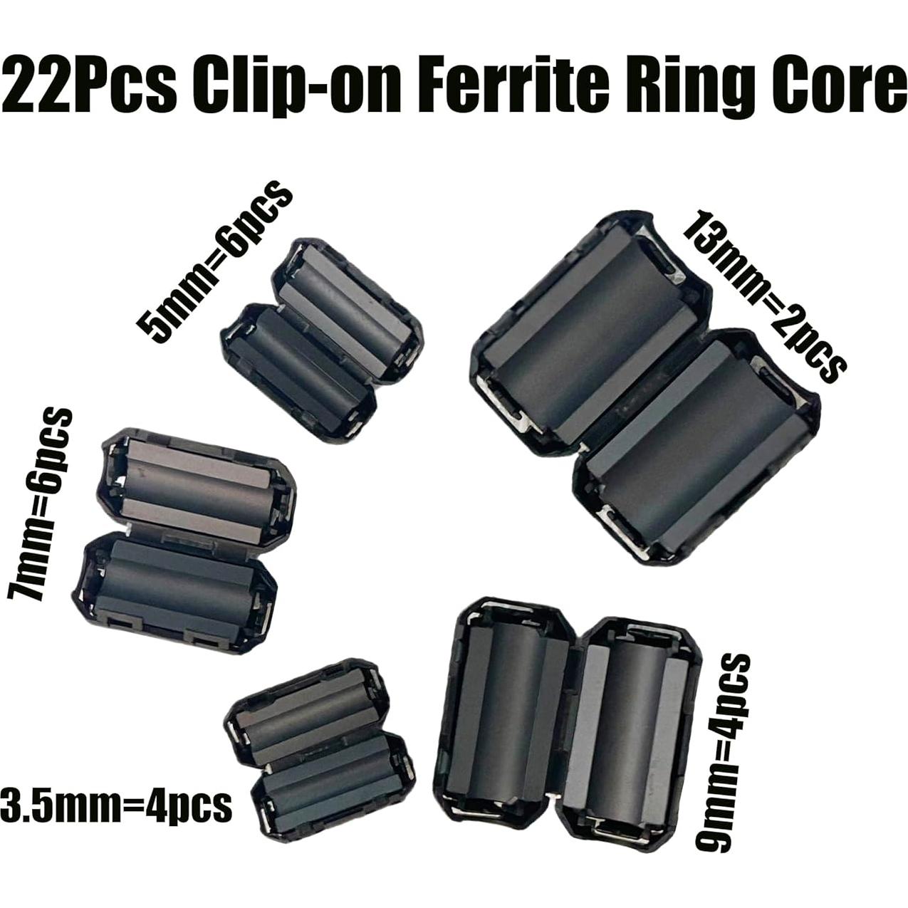 Juego de Clips de Cable de Núcleo de Ferrita Umoko 22 Piezas