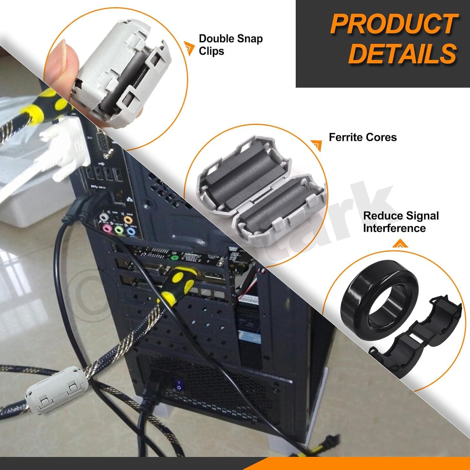 Kit de 32 Núcleos de Anillo de Ferrita Gris Rustark