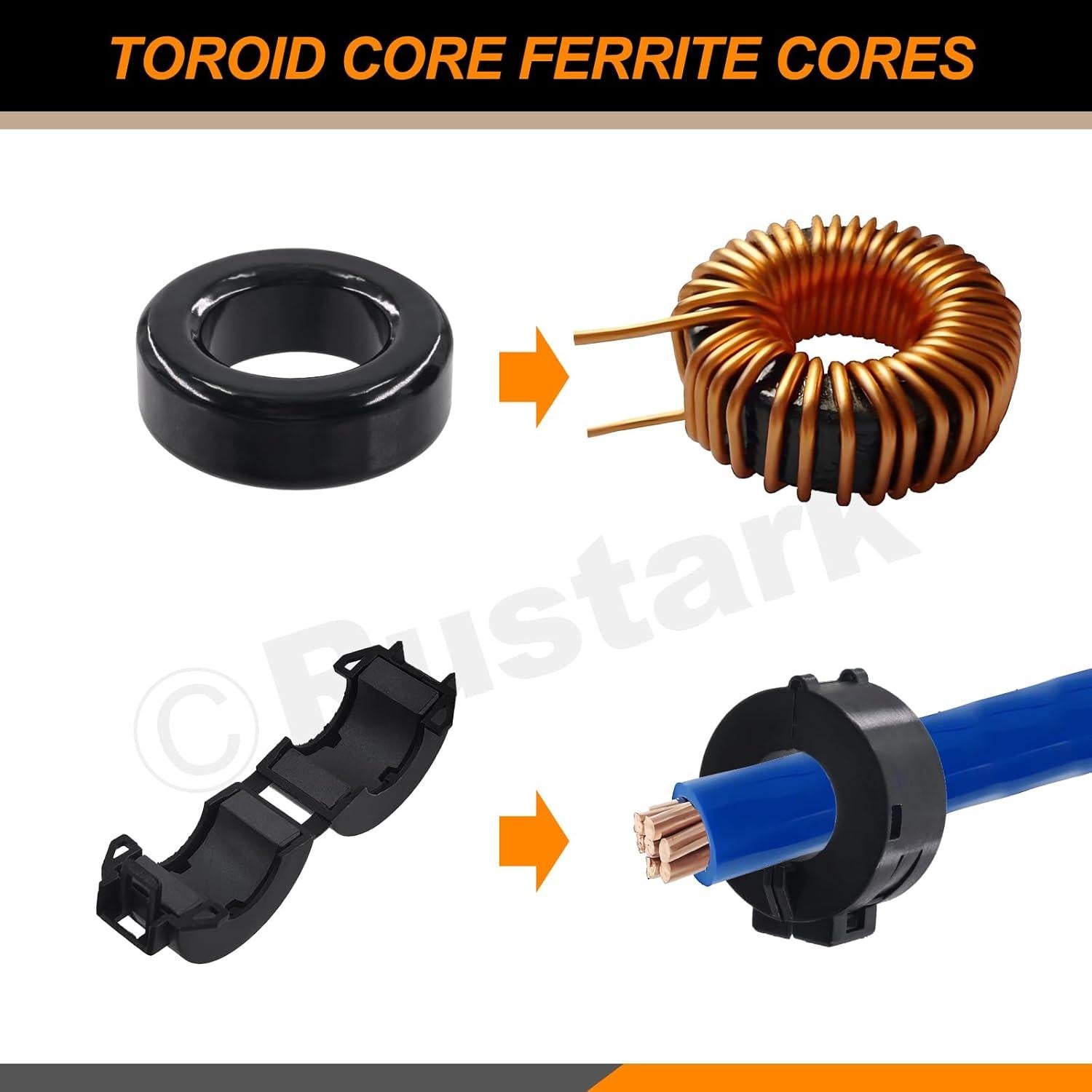 Kit de 32 Núcleos de Anillo de Ferrita Gris Rustark