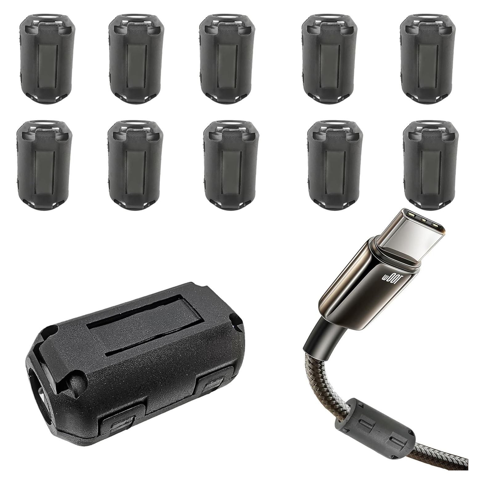 10 Clips Supresores de Ruido Ferrita RONDURE 9mm para Cables