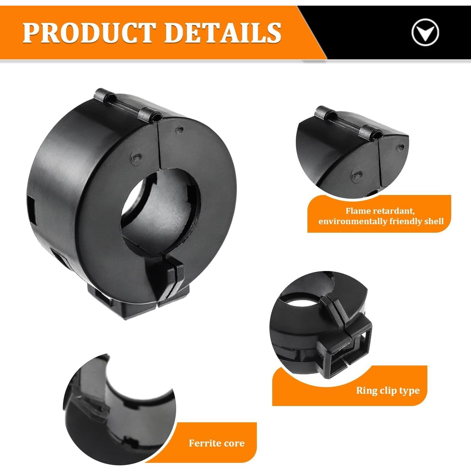 Clip de Núcleo de Ferrita Negro HUAREW 15mm (5pcs) RFI EMI