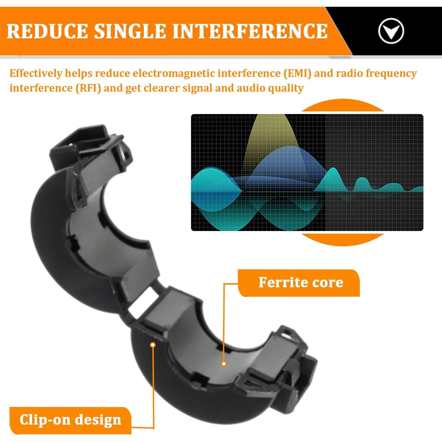 Clip de Núcleo de Ferrita Negro HUAREW 15mm (5pcs) RFI EMI