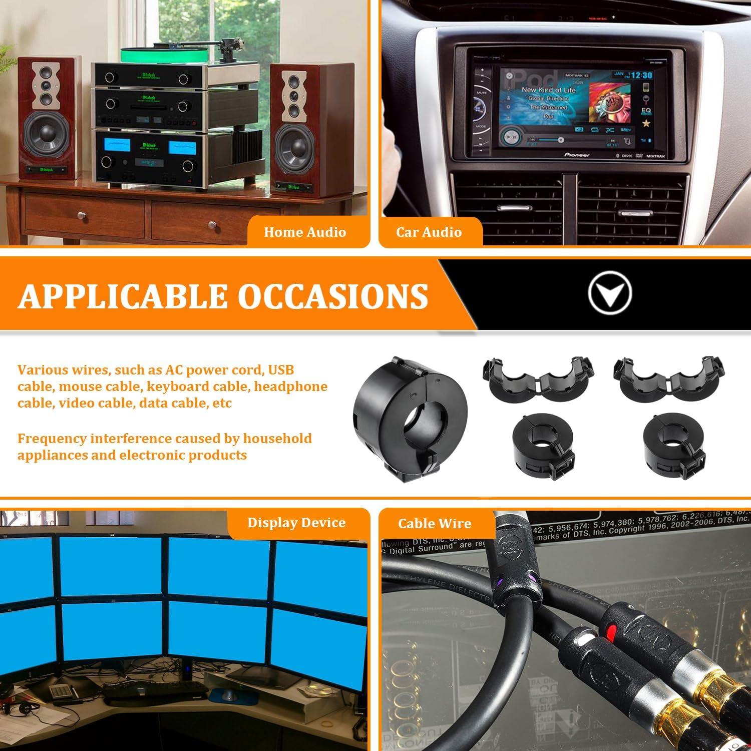 Clip de Núcleo de Ferrita Negro HUAREW 15mm (5pcs) RFI EMI