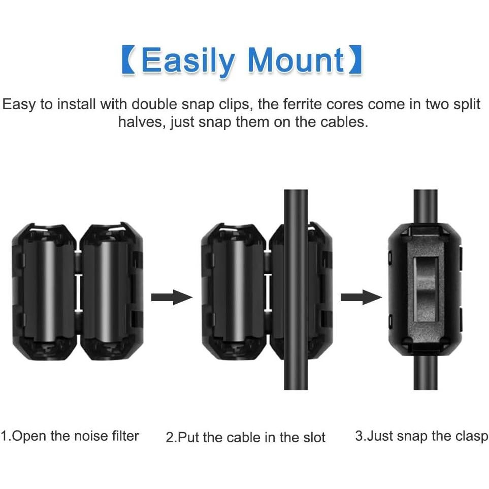 Filtro de Ruido Ferrita Roctee 12 Pcs para Cables 5-7mm