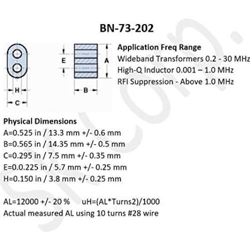 Núcleo de Ferrita BN-73-202 - Paquete de 5 Unidades