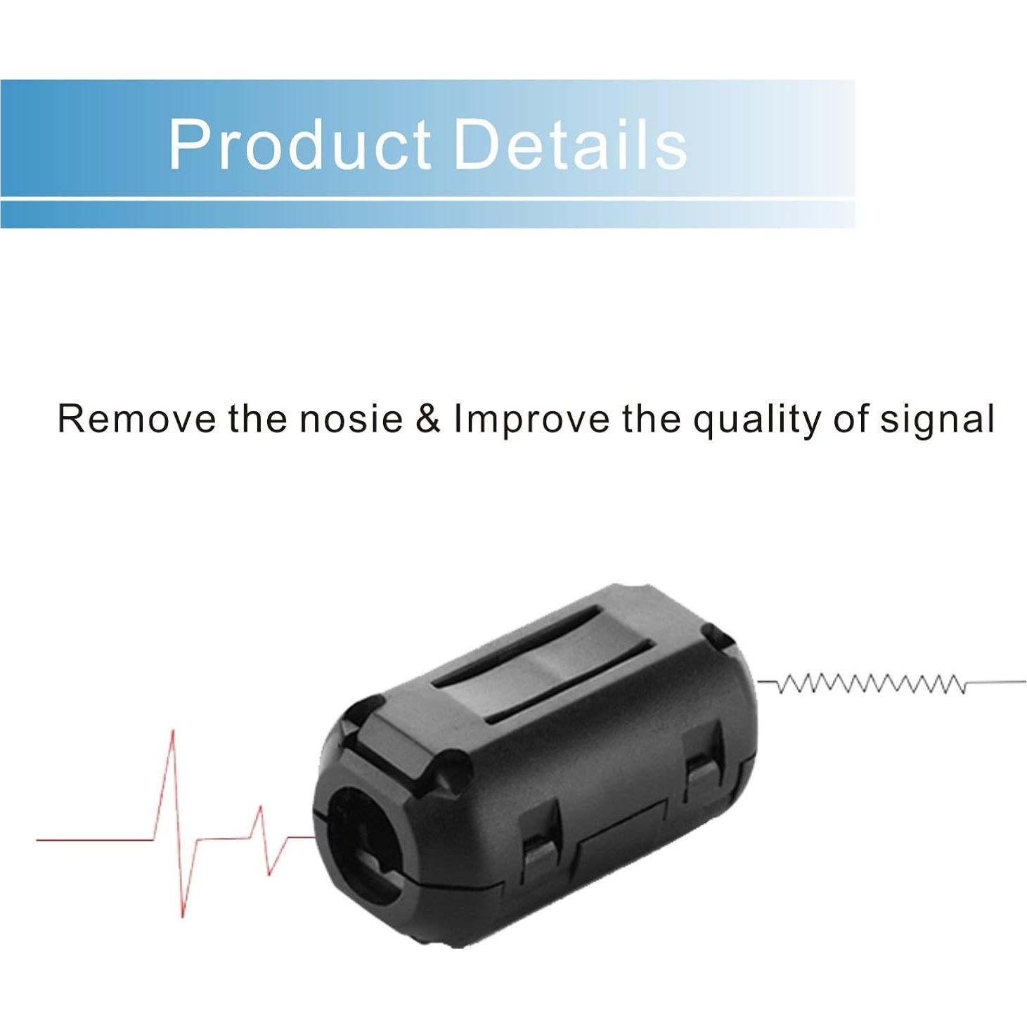 Paquete de 10 Perlas de Ferrita 9MM iSKUKA - Clip para Cable