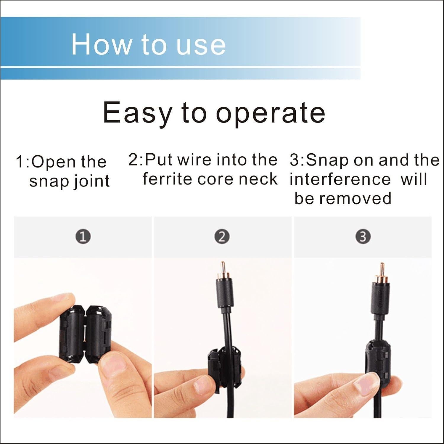 Paquete de 10 Perlas de Ferrita 9MM iSKUKA - Clip para Cable