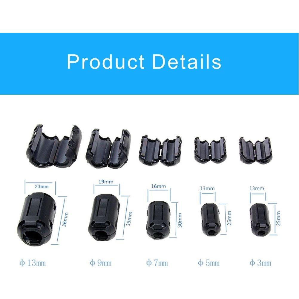 Paquete de 10 Perlas de Ferrita 9MM iSKUKA - Clip para Cable