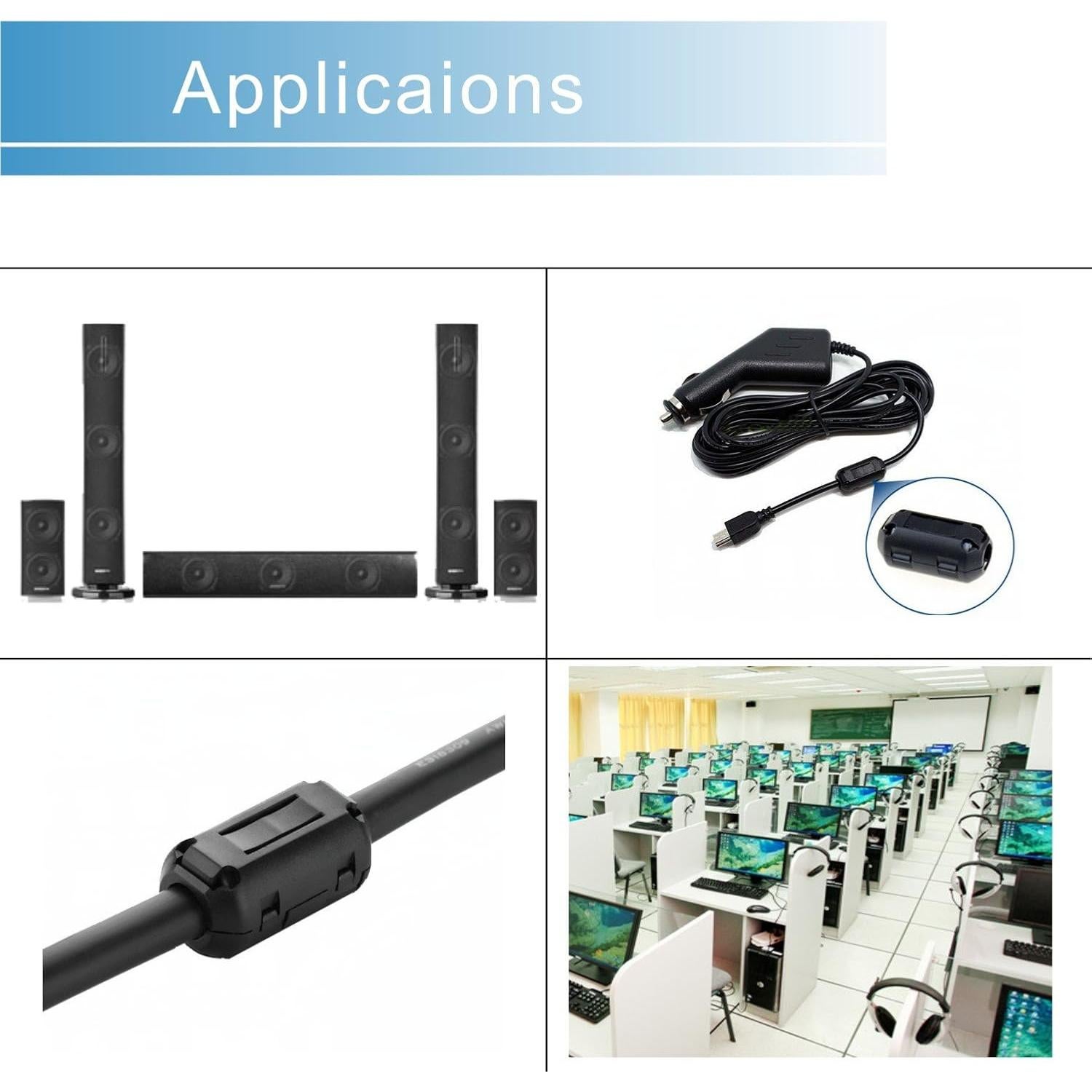 Paquete de 10 Perlas de Ferrita 9MM iSKUKA - Clip para Cable