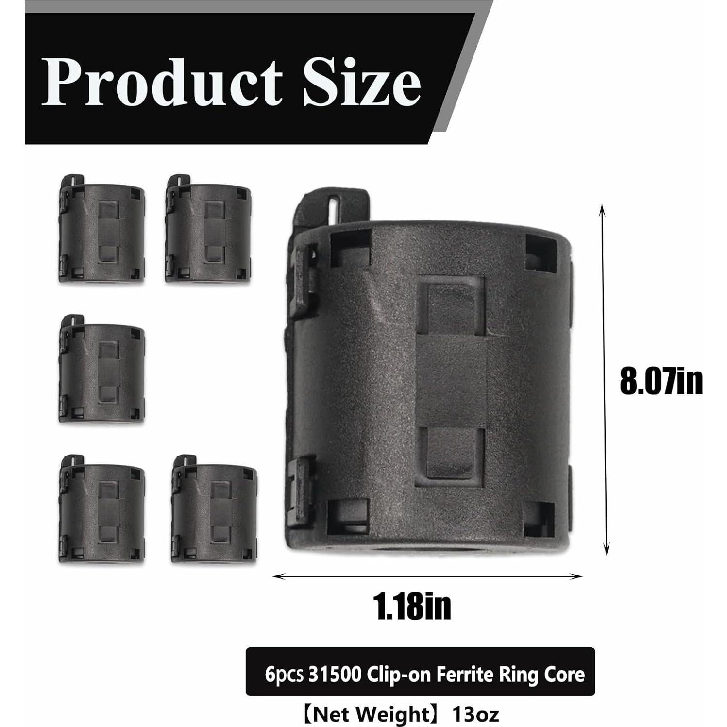 Núcleo de Anillo de Ferrita Clip-on Sizhongda 31500 - Juego de 6