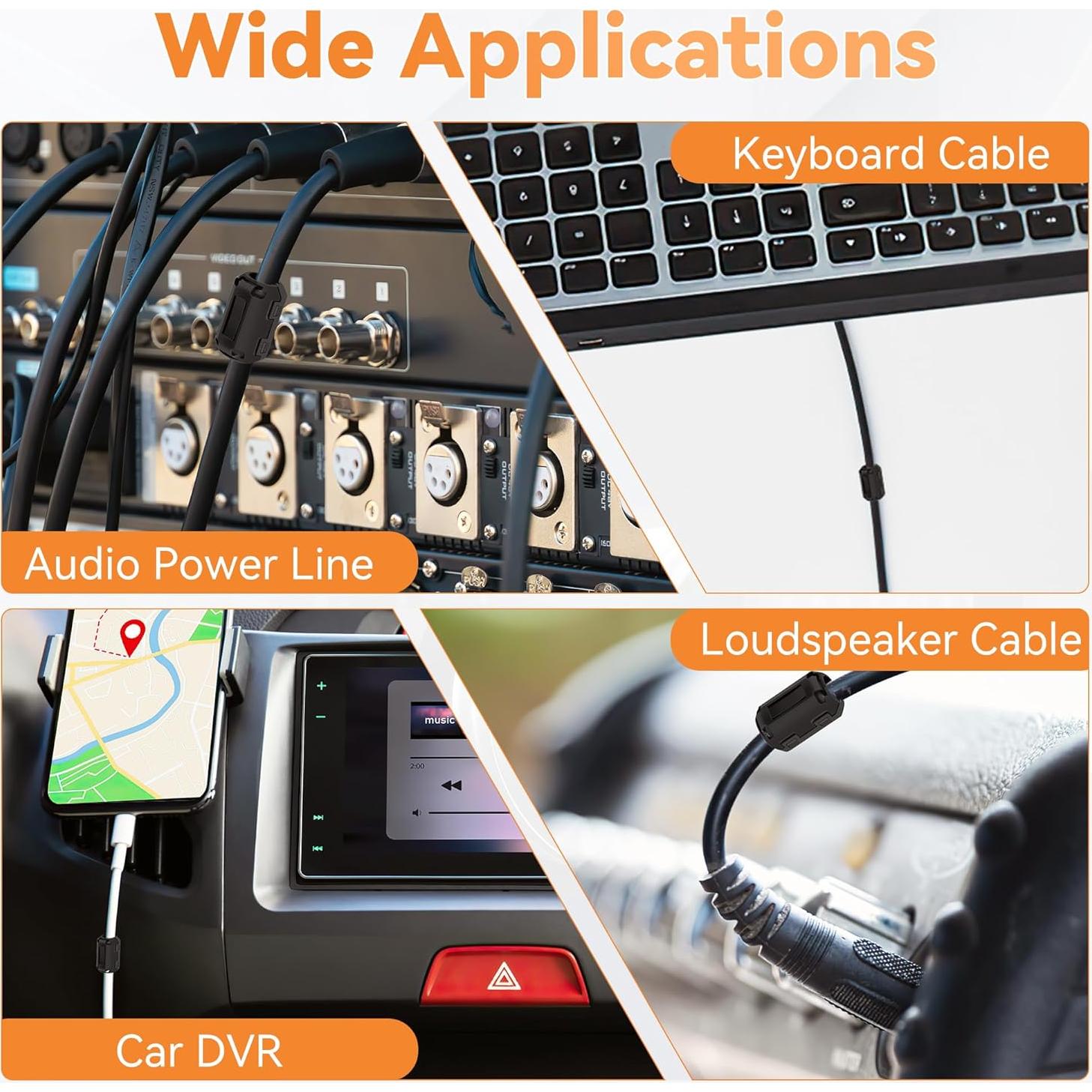 25 Clips de Ferrita COITEK para Supresión de Ruido EMI RFI