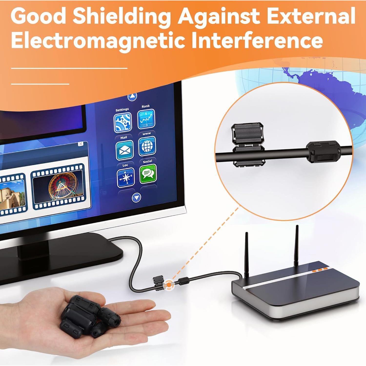 25 Clips de Ferrita COITEK para Supresión de Ruido EMI RFI