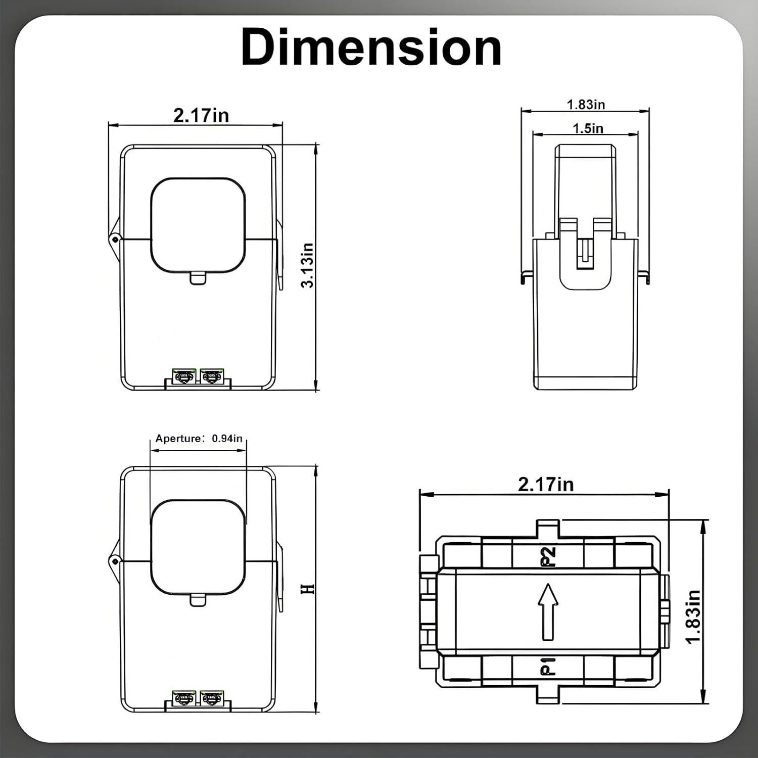 Transformador de Corriente Dividido Elenzk 200A 24mm Precisión 1.0