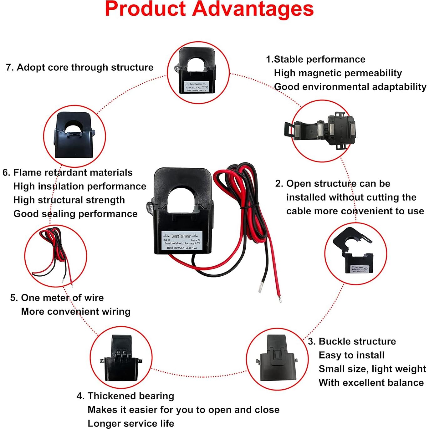 Transformador de Corriente AC Nodehawk 300A 6.5x5.4cm