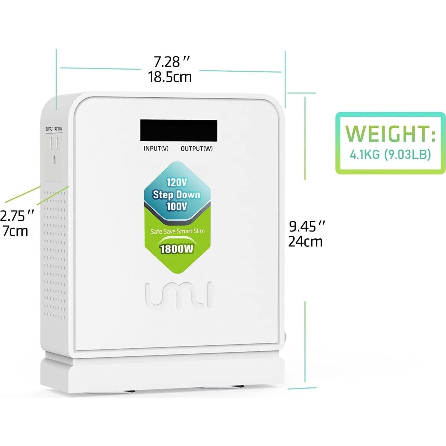 Convertidor de Voltaje UMI 1800W 120V a 100V - Transformador