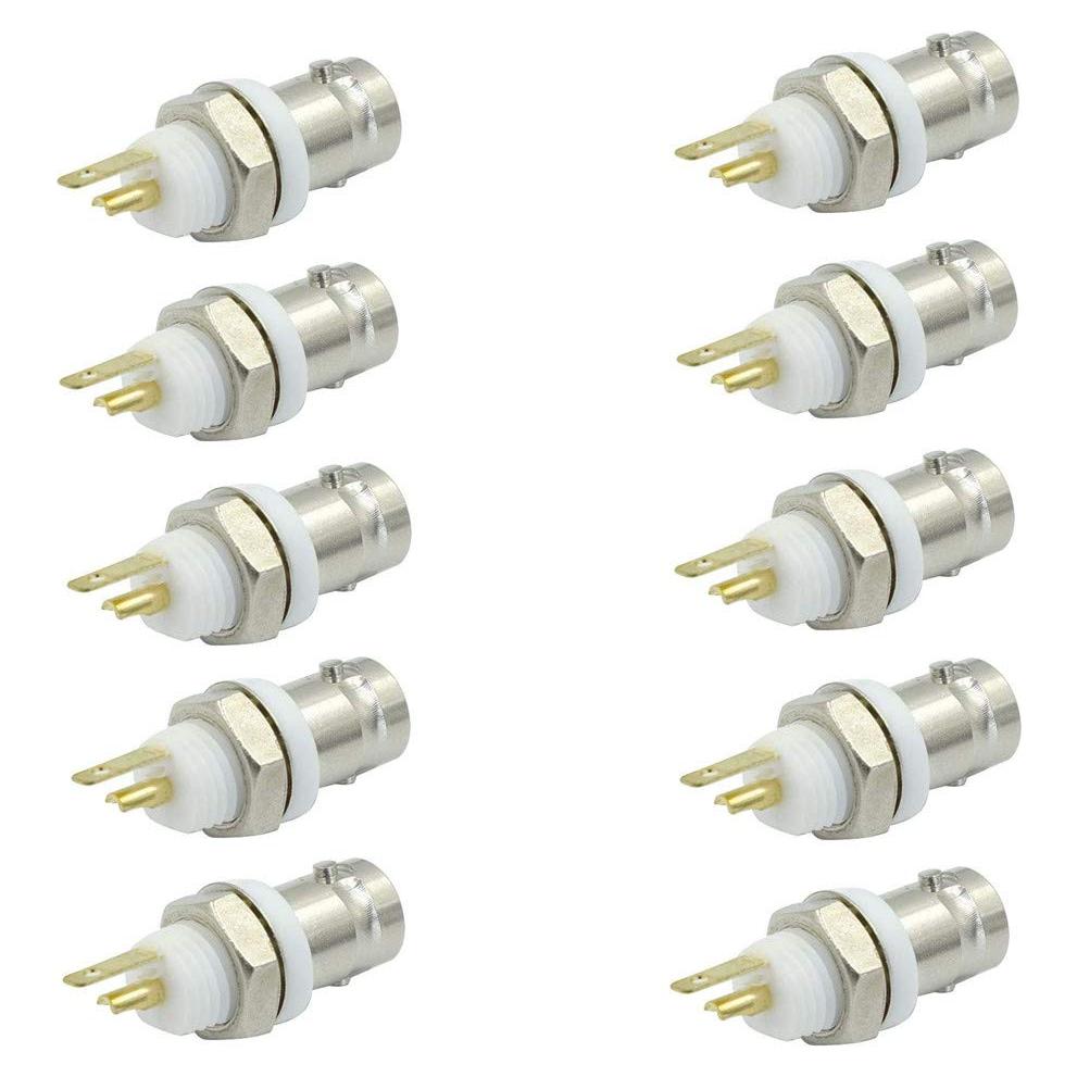 Conector Hembra BNC Montaje en Panel - 10 Pcs Niquelado