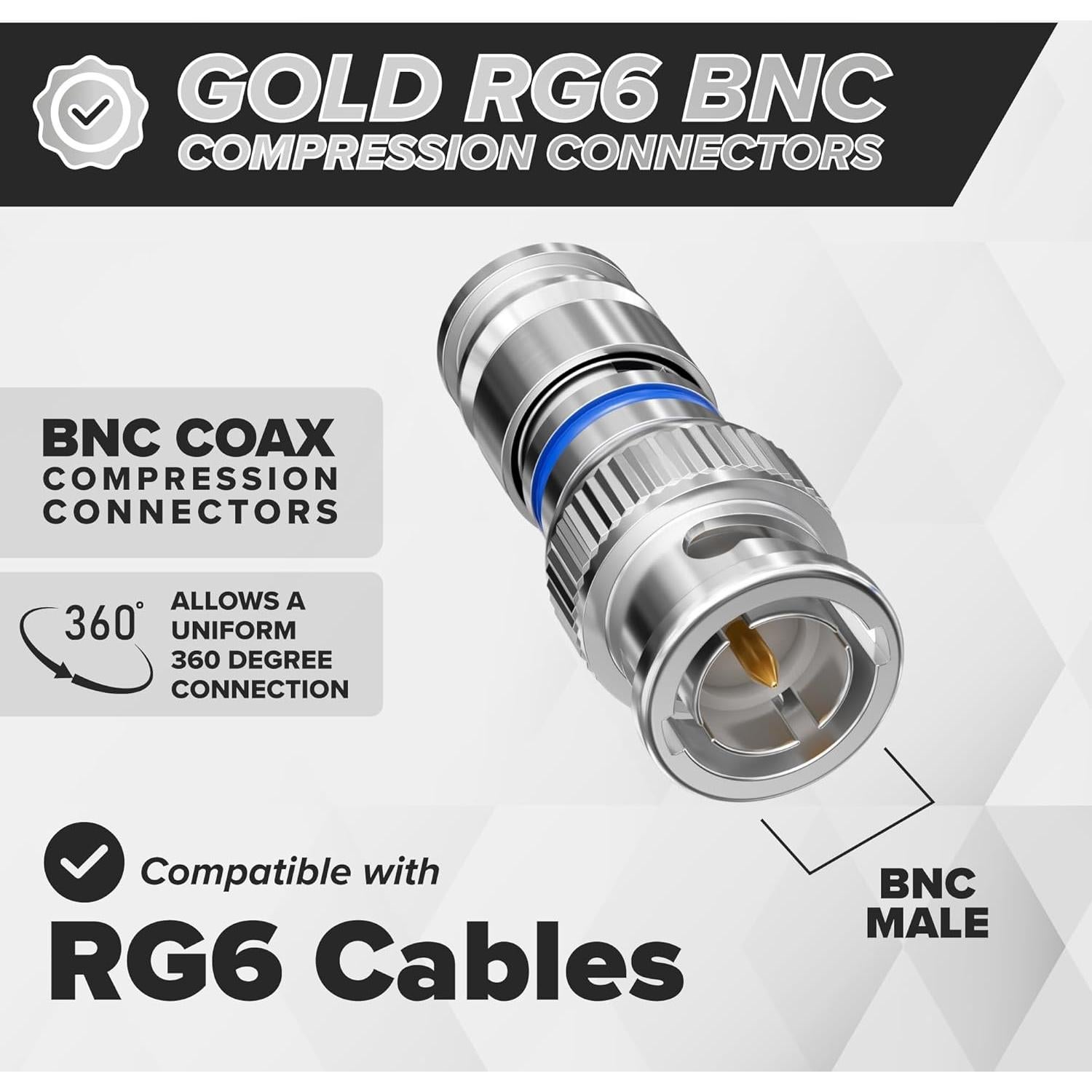 Conectores BNC de Compresión THE CIMPLE CO RG6 - 50 Unidades