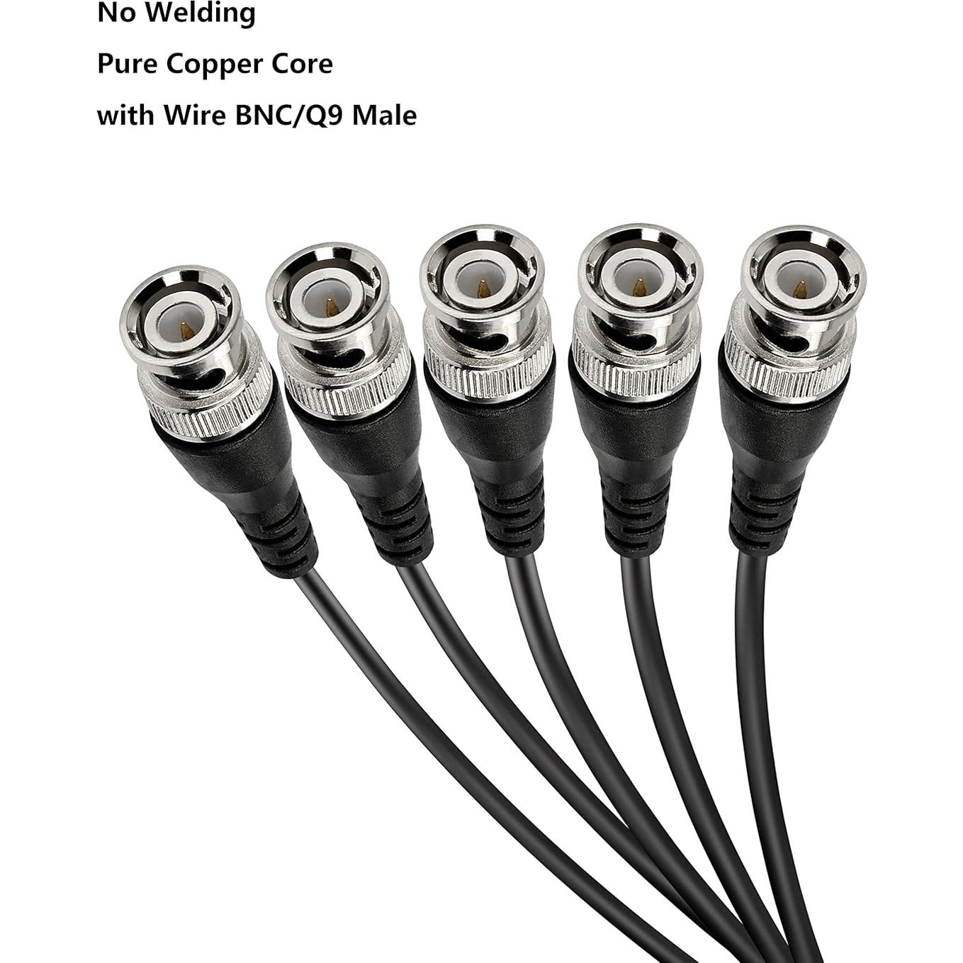 Cable Pigtail BNC Macho MEIRIYFA 0.2m para CCTV - 5 Pcs