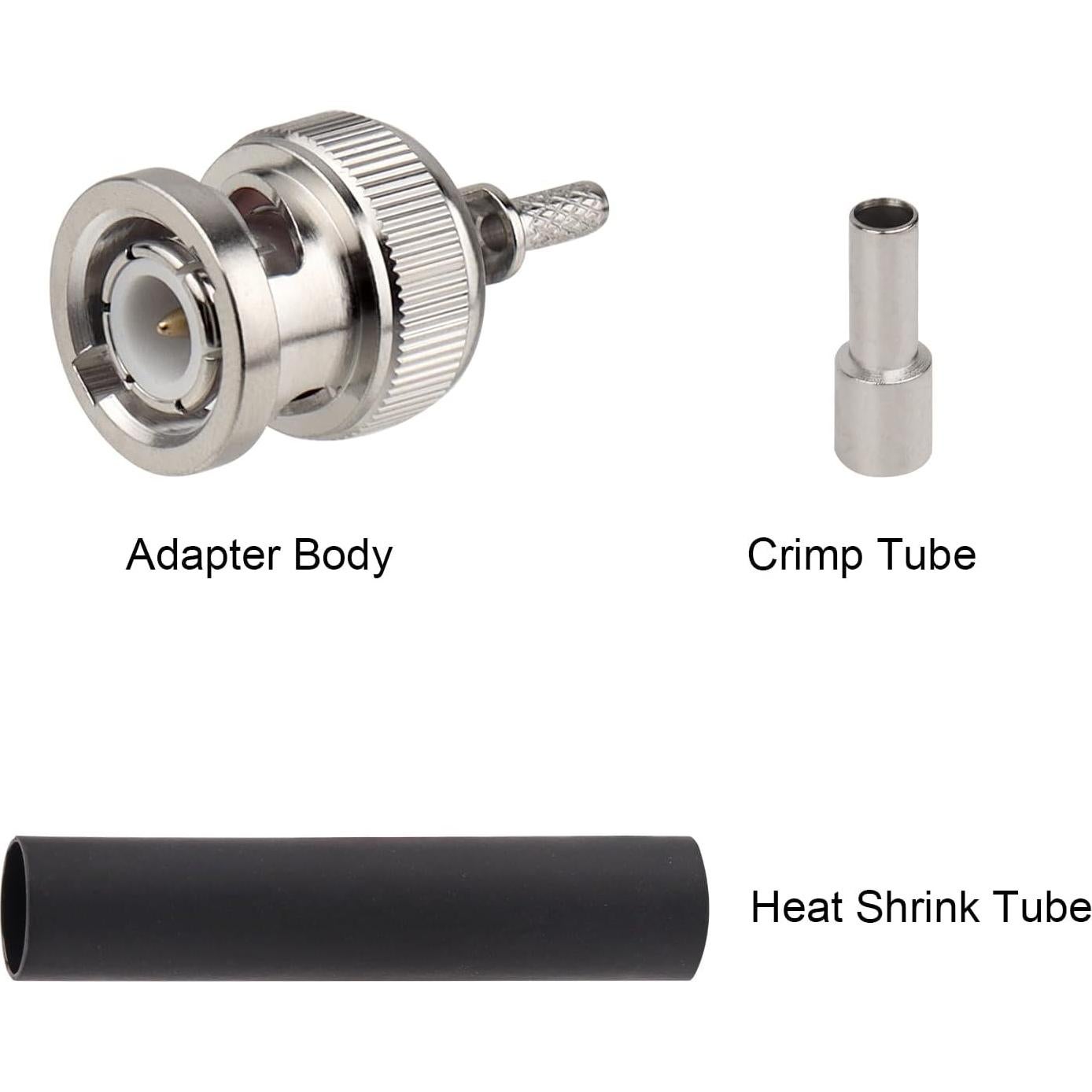 Paquete de 10 Conectores Crimp BNC Macho 50 Ohm para Coaxial