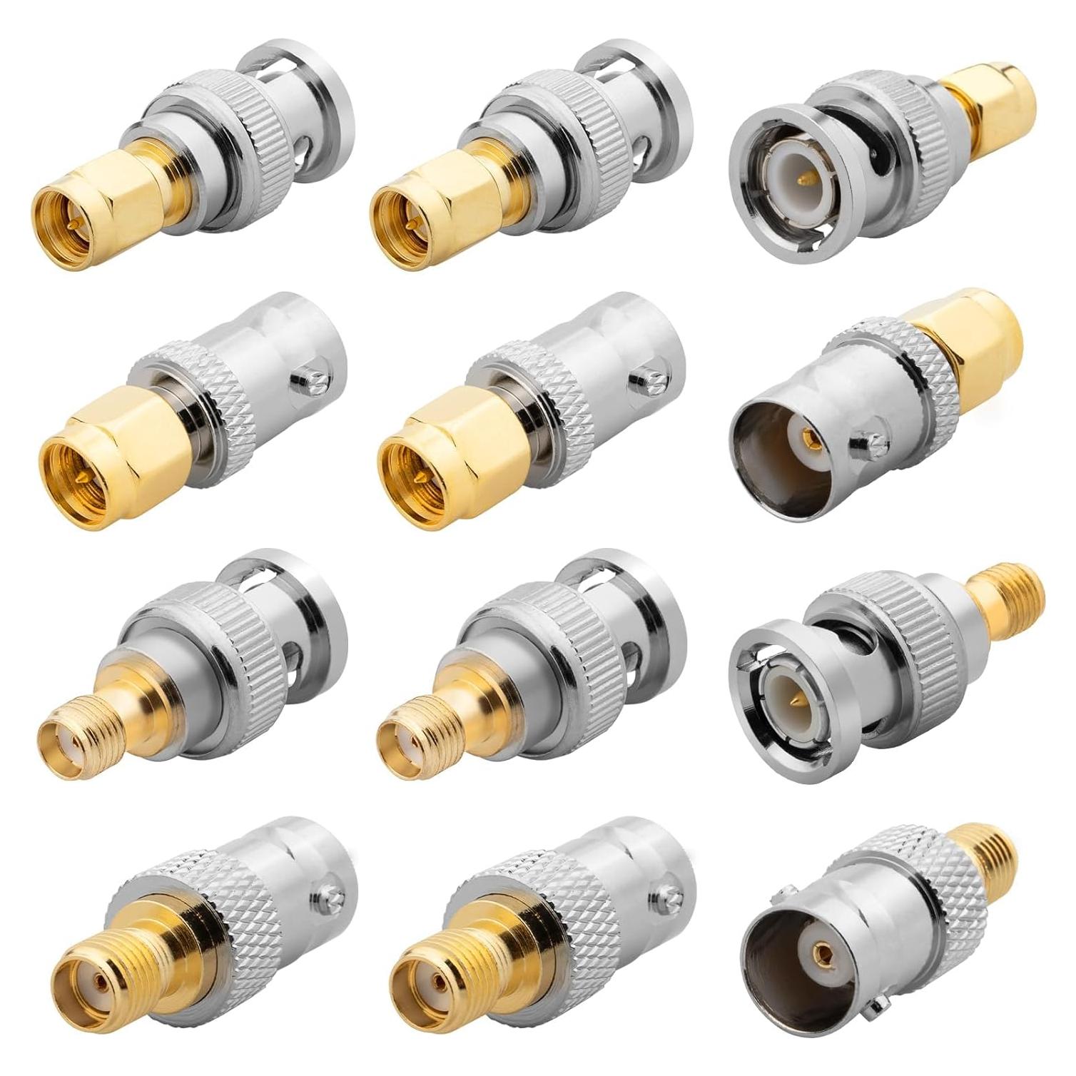 Kit de Adaptadores Coaxiales SMA a BNC 12 Piezas 50 Ohm Anina