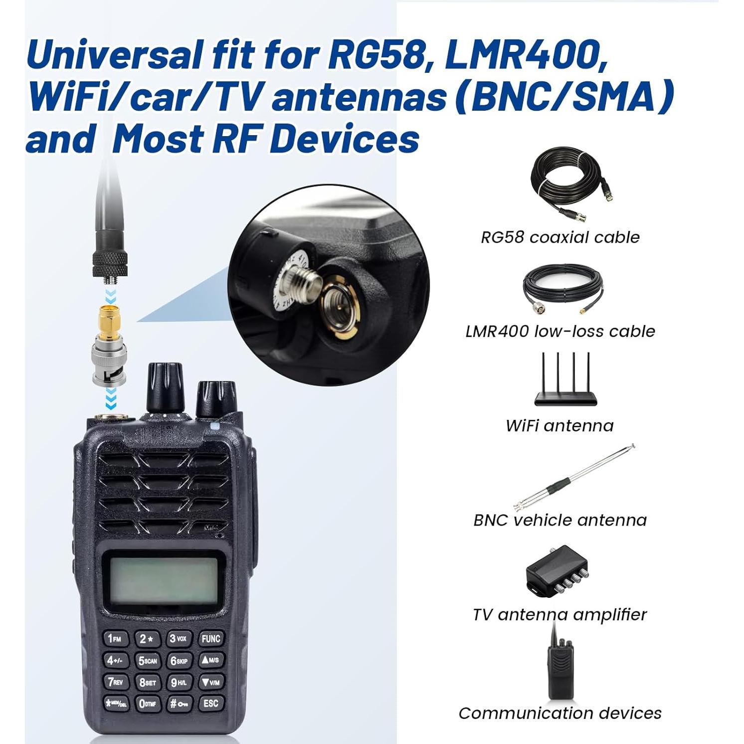 Kit de Adaptadores Coaxiales SMA a BNC 12 Piezas 50 Ohm Anina