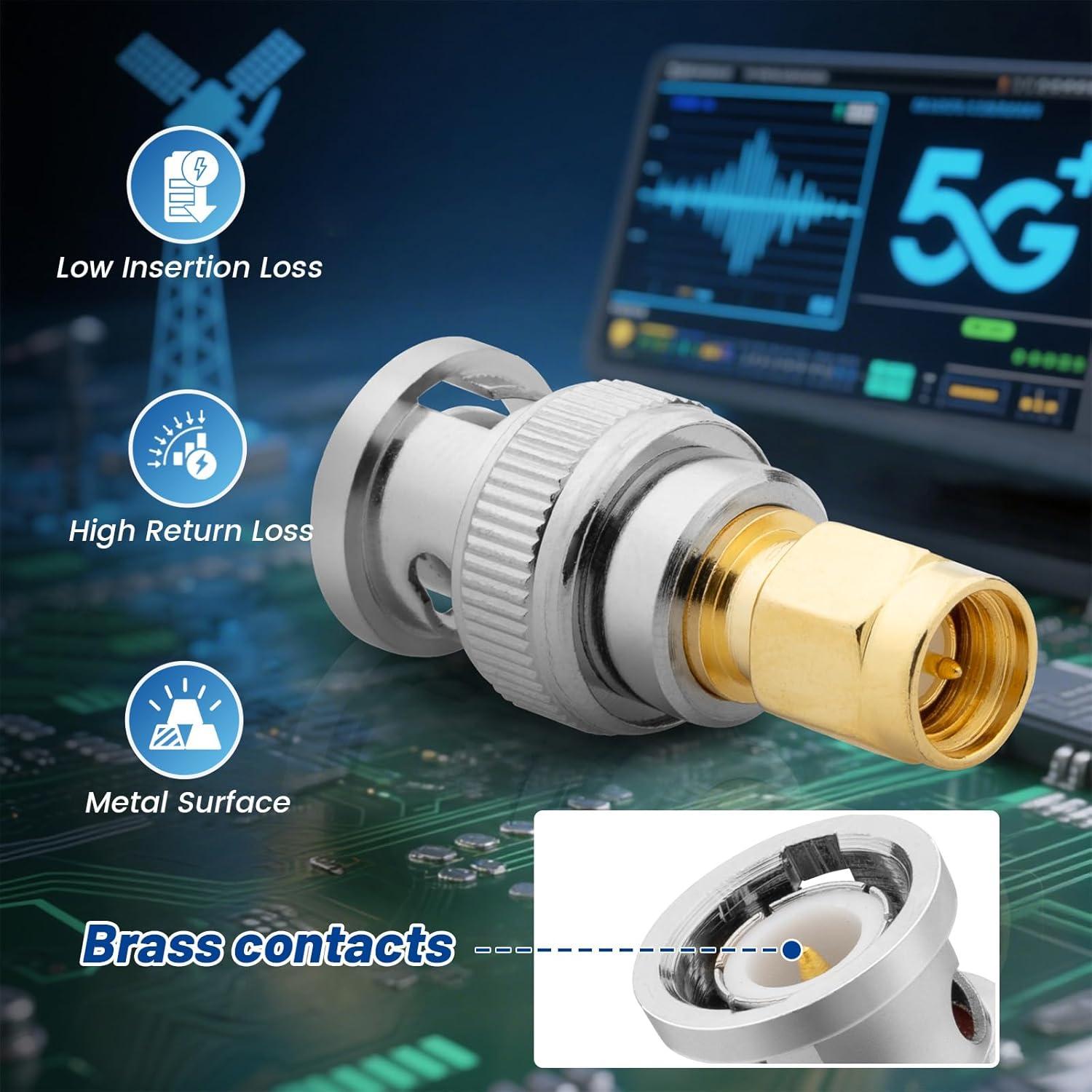 Kit de Adaptadores Coaxiales SMA a BNC 12 Piezas 50 Ohm Anina