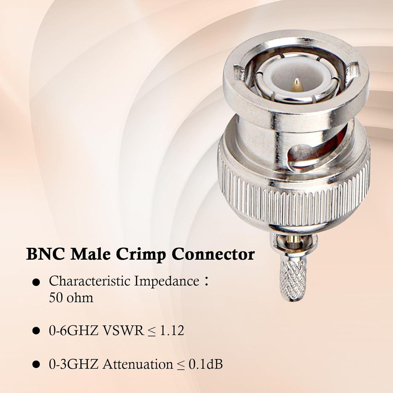 Conectores BNC Macho Crimp 10PCS XRDS-RF para Coaxial RG316