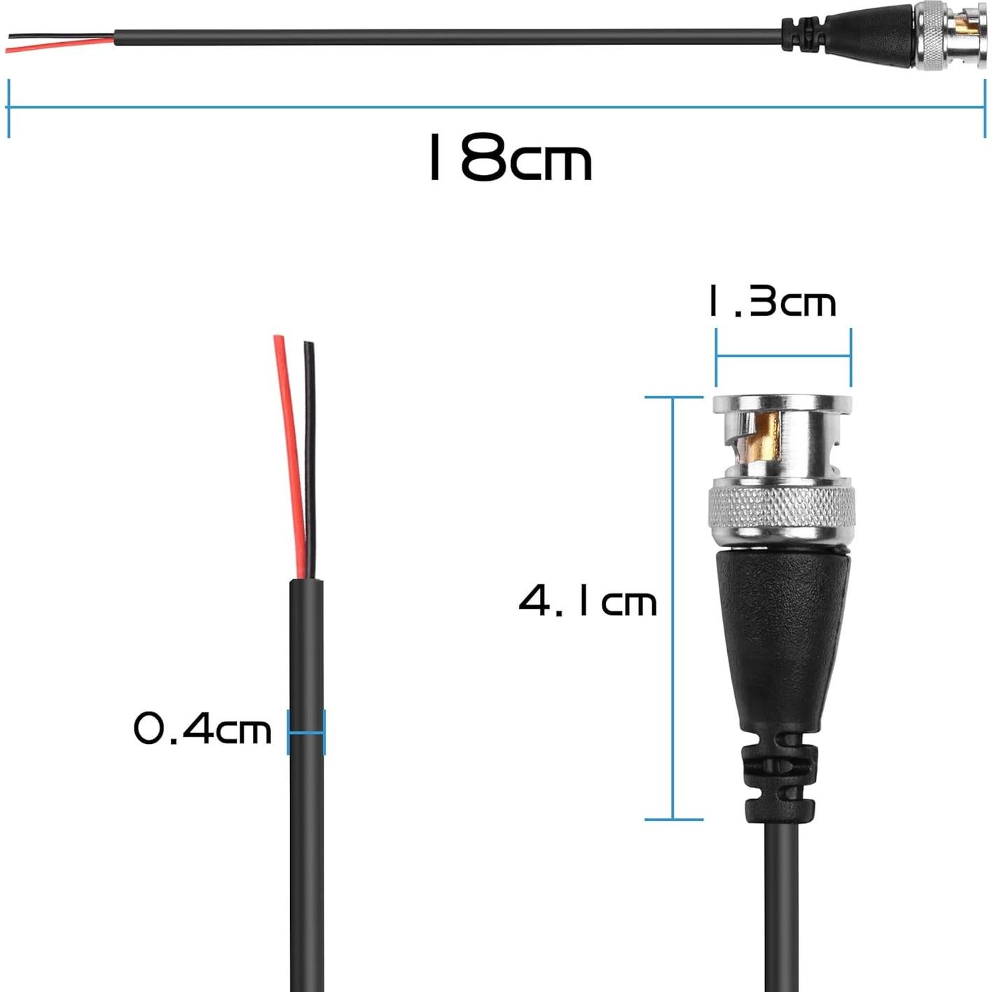 Cable Pigtail BNC Macho YAODHAOD 15cm para CCTV - 5PCS