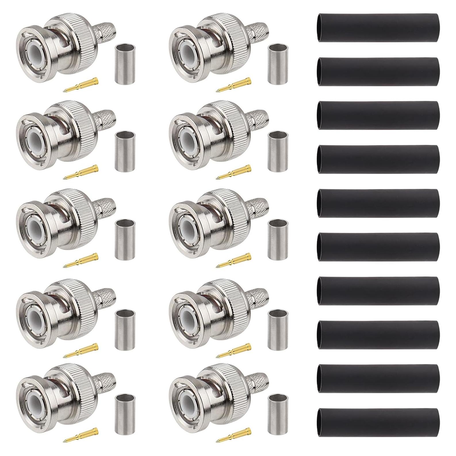 Conectores BNC Macho Crimp XRDS -RF 10PCS para Cables Coaxiales