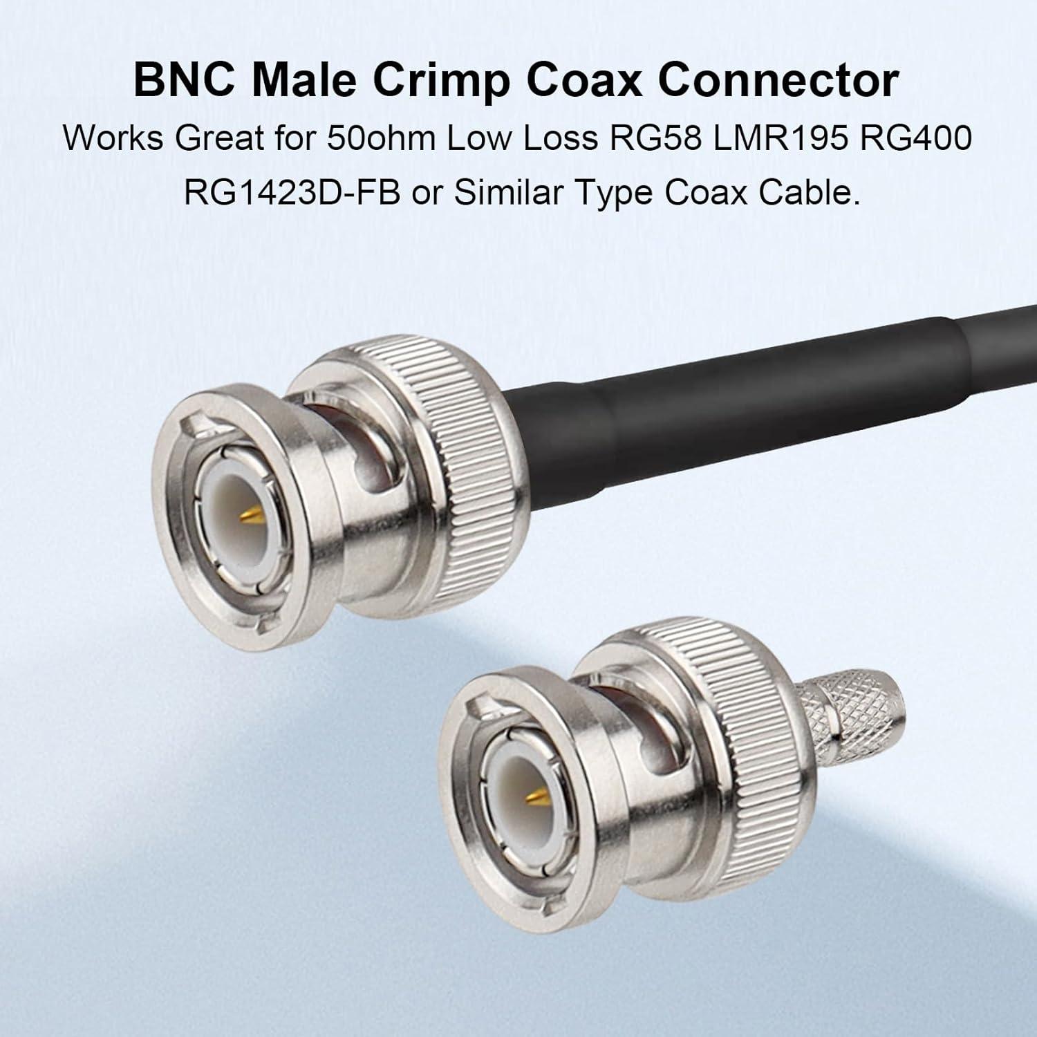 Conectores BNC Macho Crimp XRDS -RF 10PCS para Cables Coaxiales