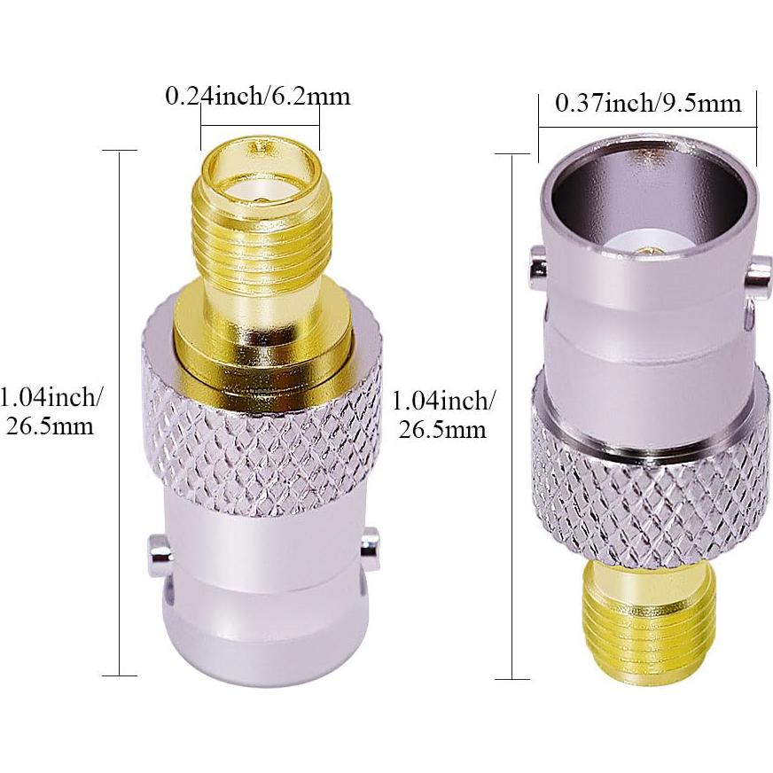 Adaptador Coaxial SMA Hembra a BNC Hembra 50 Ohmios 2PCS