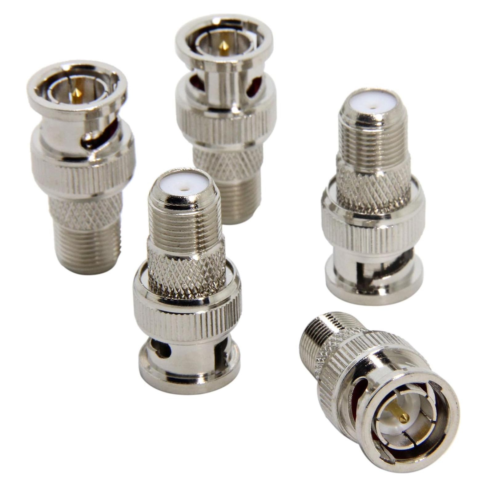 Adaptador BNC a F - Paquete de 5 - Conector Coaxial RG6 RG59