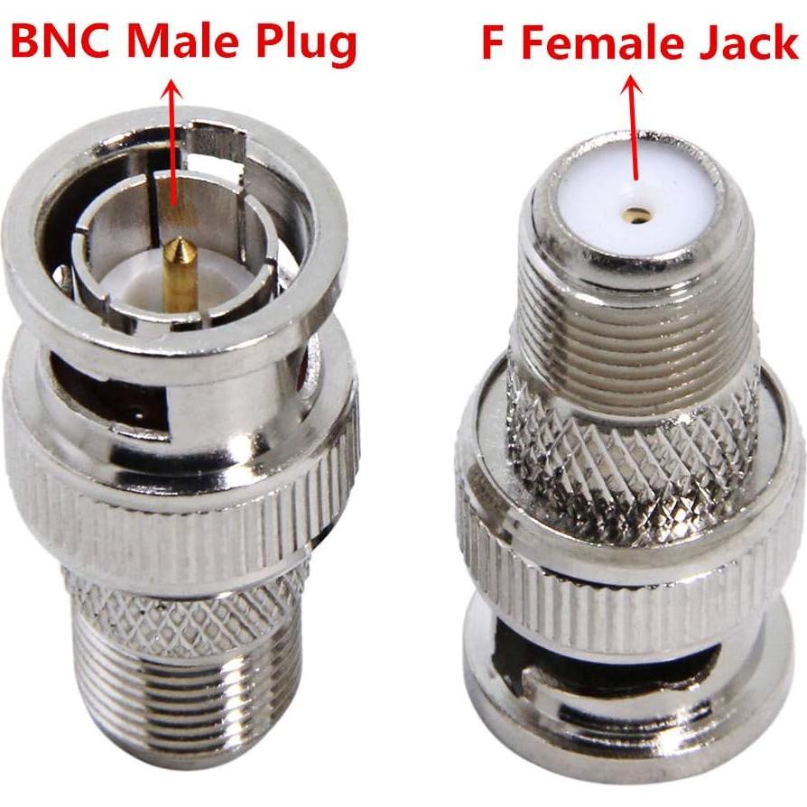 Adaptador BNC a F - Paquete de 5 - Conector Coaxial RG6 RG59