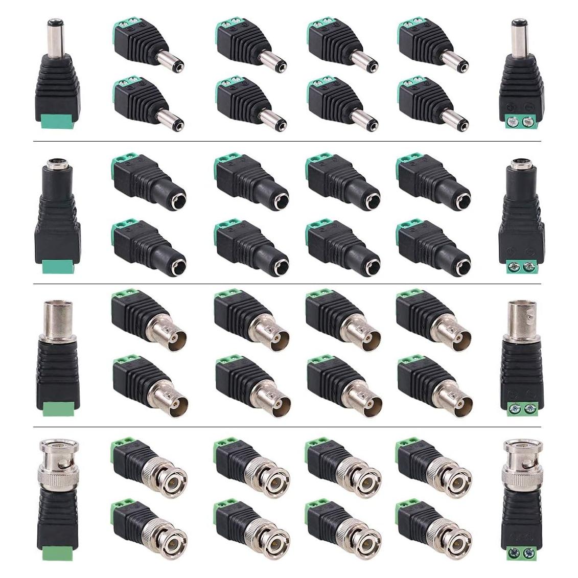 Kit 40 Conectores DC y BNC Macho/Hembra Hilitchi 5.5mm