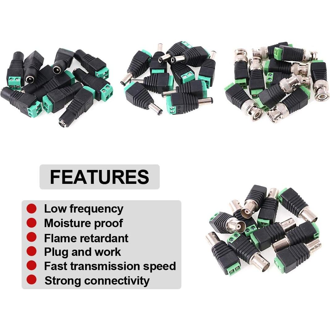 Kit 40 Conectores DC y BNC Macho/Hembra Hilitchi 5.5mm