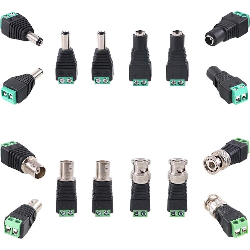 Kit 40 Conectores DC y BNC Macho/Hembra Hilitchi 5.5mm