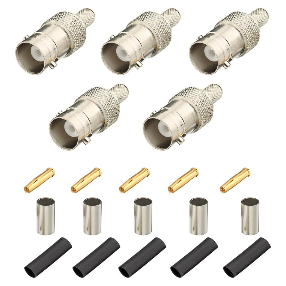 Conector BNC hembra crimpado supmory para RG58 RG142 - Paquete de 5