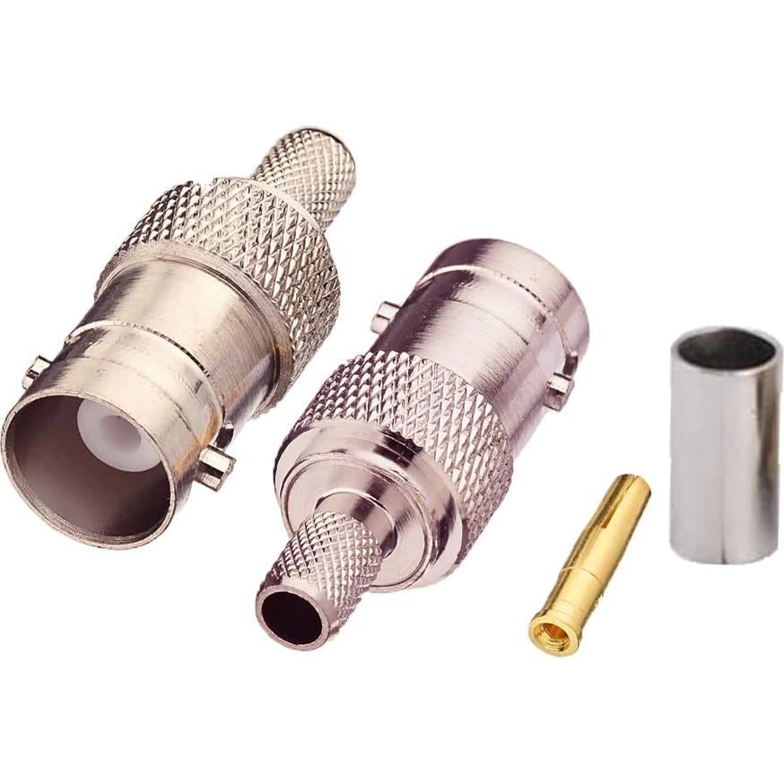 Conector BNC hembra crimpado supmory para RG58 RG142 - Paquete de 5