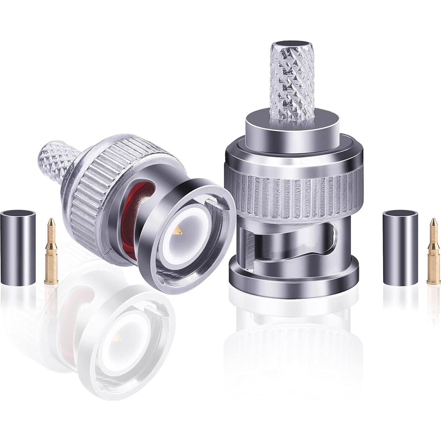 16 Conectores BNC Macho Crimp 50 Ohm para Cable Coaxial