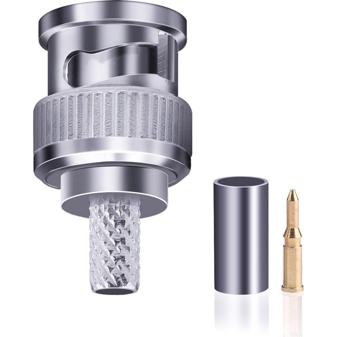 16 Conectores BNC Macho Crimp 50 Ohm para Cable Coaxial