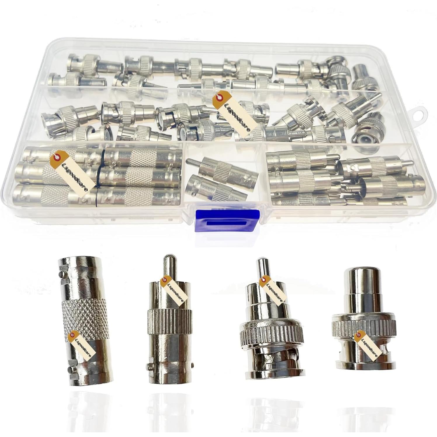 Adaptador BNC a RCA Lsgoodcare 48 Piezas Coaxial Seguridad
