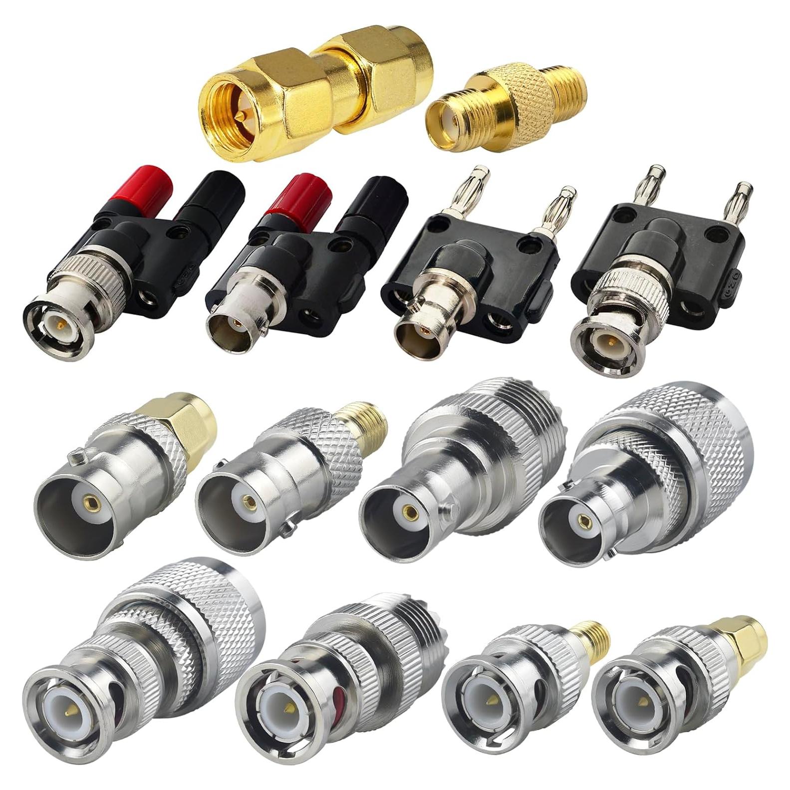 Kit de Adaptadores Coaxiales BNC UHF SMA 14 Piezas Onelinkmore