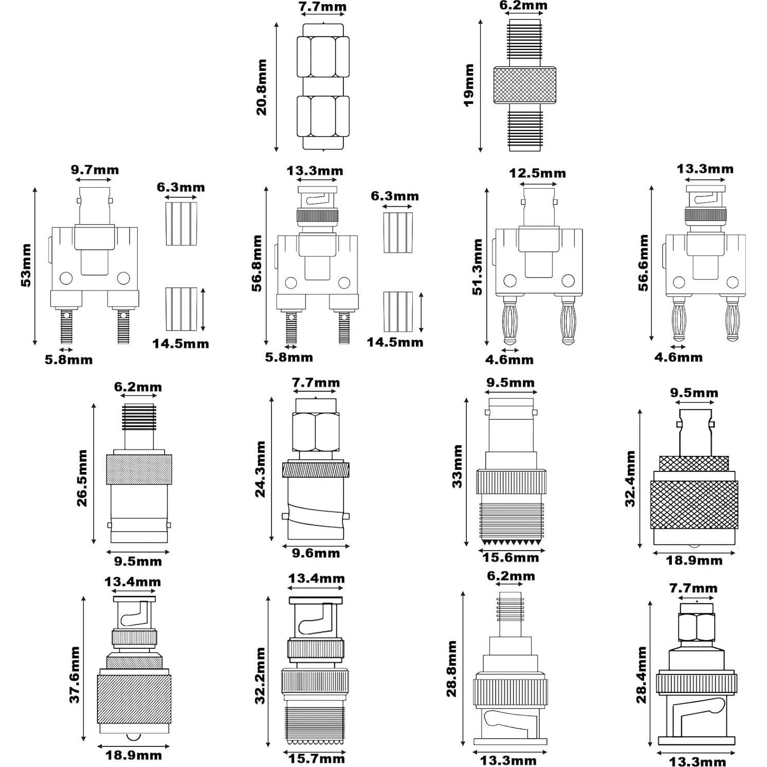 Kit de Adaptadores Coaxiales BNC UHF SMA 14 Piezas Onelinkmore