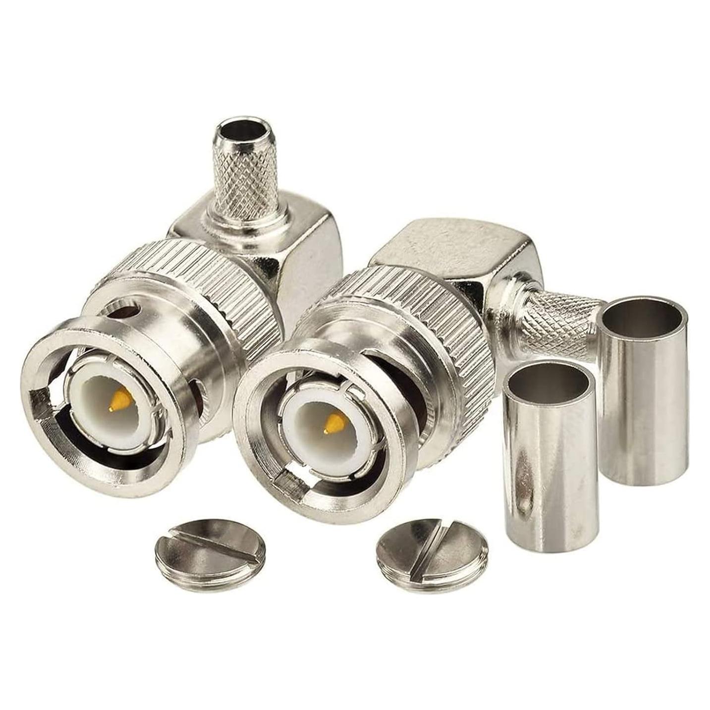 Conector BNC Macho Ángulo Recto Eightwood 2 Pcs 50 Ohm