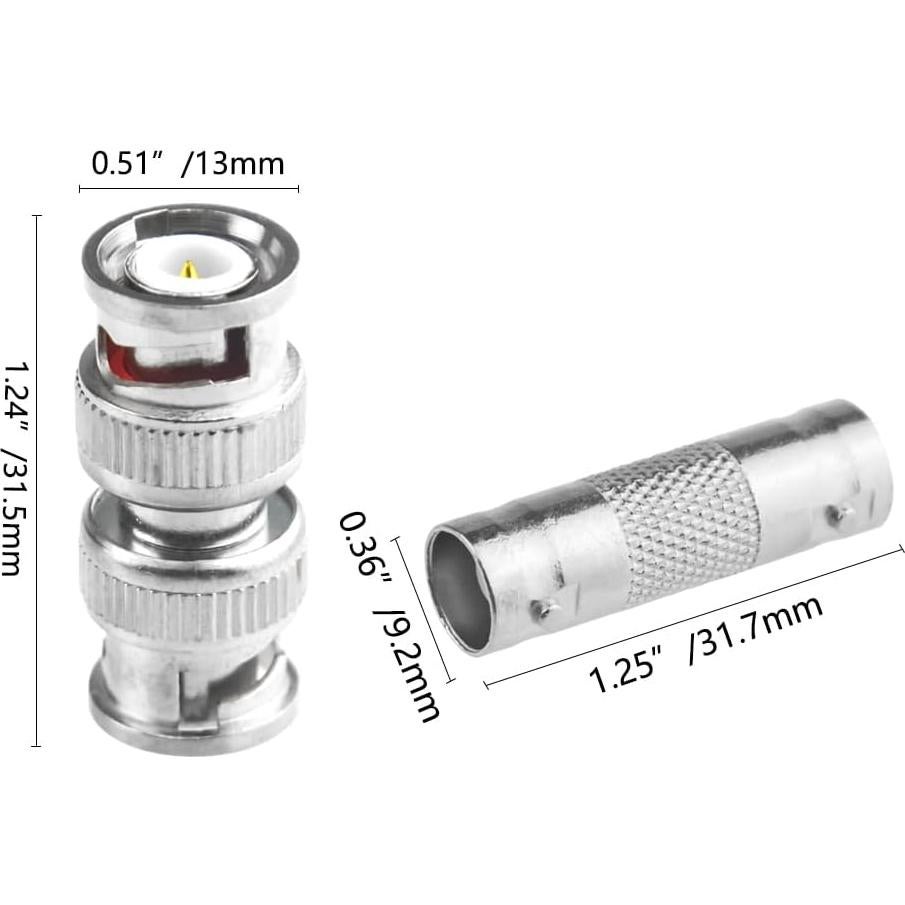Conectores BNC 30 PCS WMYCONGCONG para CCTV - Macho y Hembra