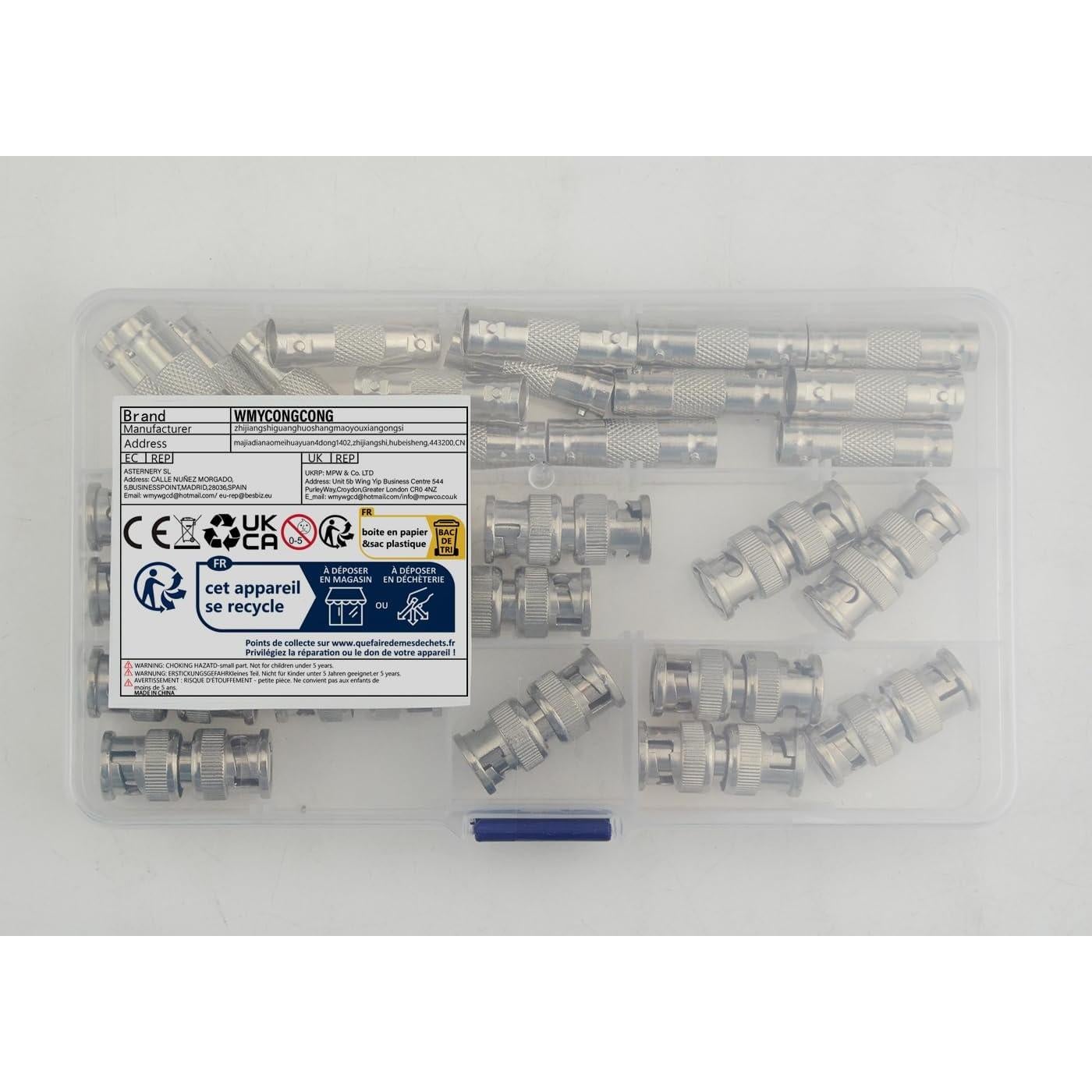 Conectores BNC 30 PCS WMYCONGCONG para CCTV - Macho y Hembra